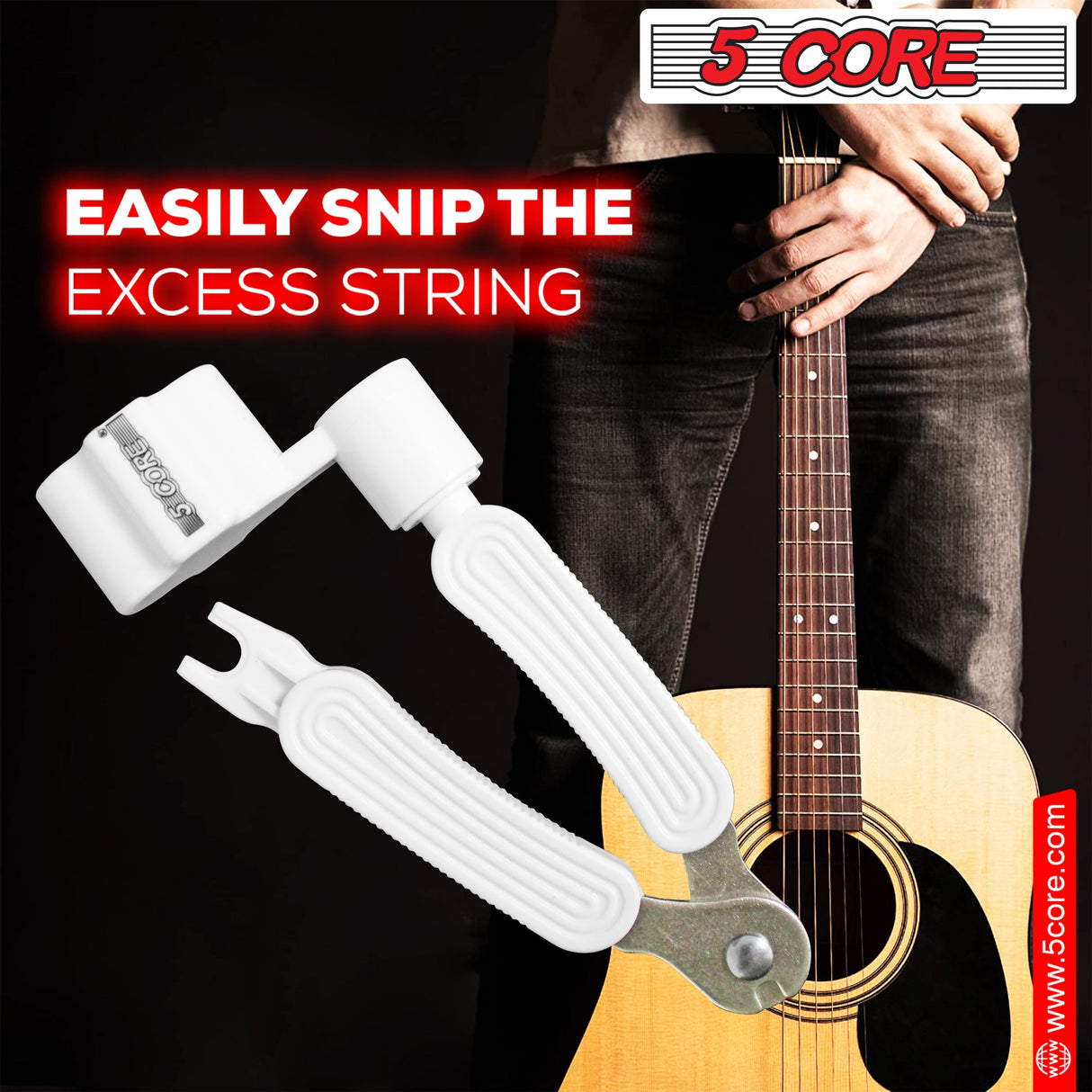 5Core Guitar String Winder Cutter Bridge Pin Remover 3In1 Acoustic Electric Guitars Tool