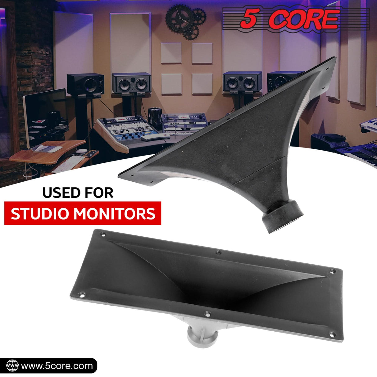 5 CORE 15x5 Rectangle 4Pcs Plastic Screw-On Horn for Assorted Speaker Cabinets 34mm Throat HISE 15X5 1PC