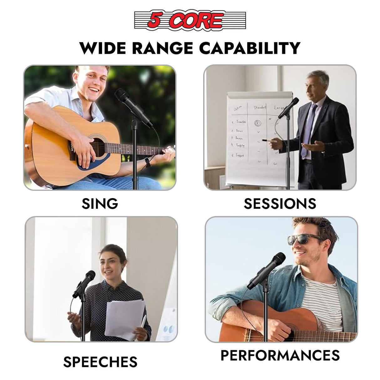 5Core Mic Stand Floor Heavy Duty Height Adjustable Pedestal Para Microfono for Singing On Stage Studio