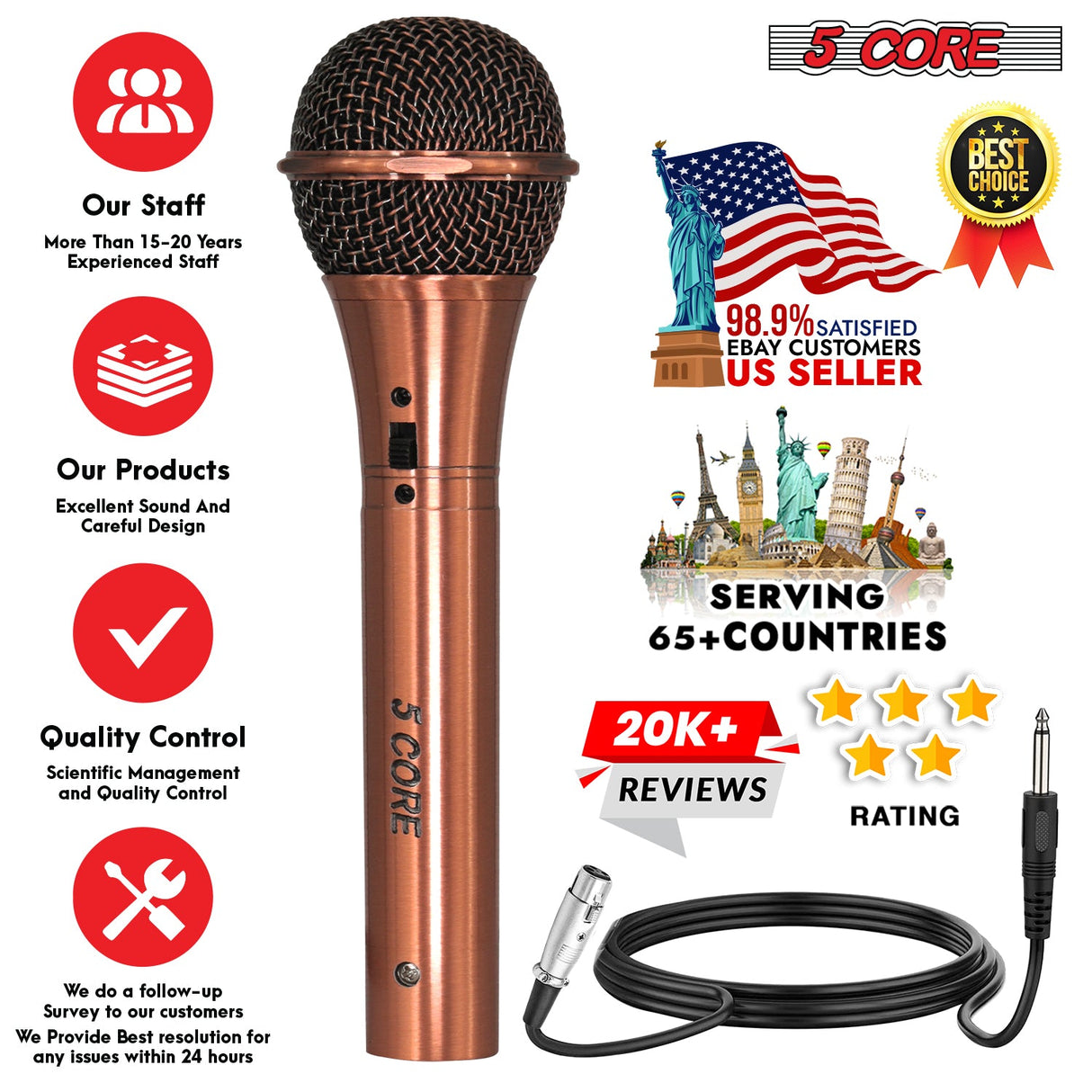 5Core XLR Microphone Dynamic Mic Karaoke Singing Studio Microfono Handheld Mics