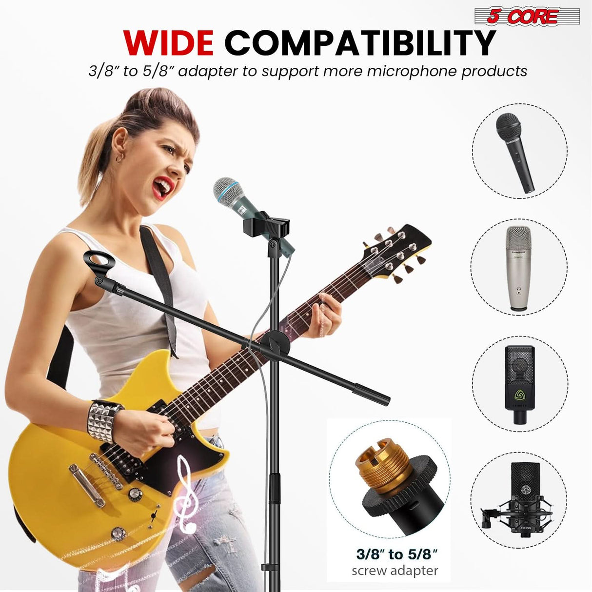 Heavy-duty floor mic holders with boom arms