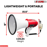 5 Core Megaphone 60W Bull Horn Professional PA Speaker w 1200 Yards Range Loud Siren Voice Amp
