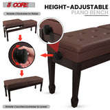 5 Core Duet Piano Bench 3.5 Inch Padded Cushioned Stool Wooden Heavy Duty Musician Chair w Storage
