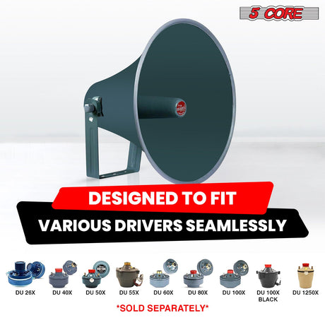 5 Core PA Speaker Paging Horn Throat All Weather Use Support Wide Range of Compression Drivers