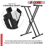 5 Core Keyboard Stand Dual X Shape Gear Adjustable Foldable Portable Key Board DJ Controller Stands