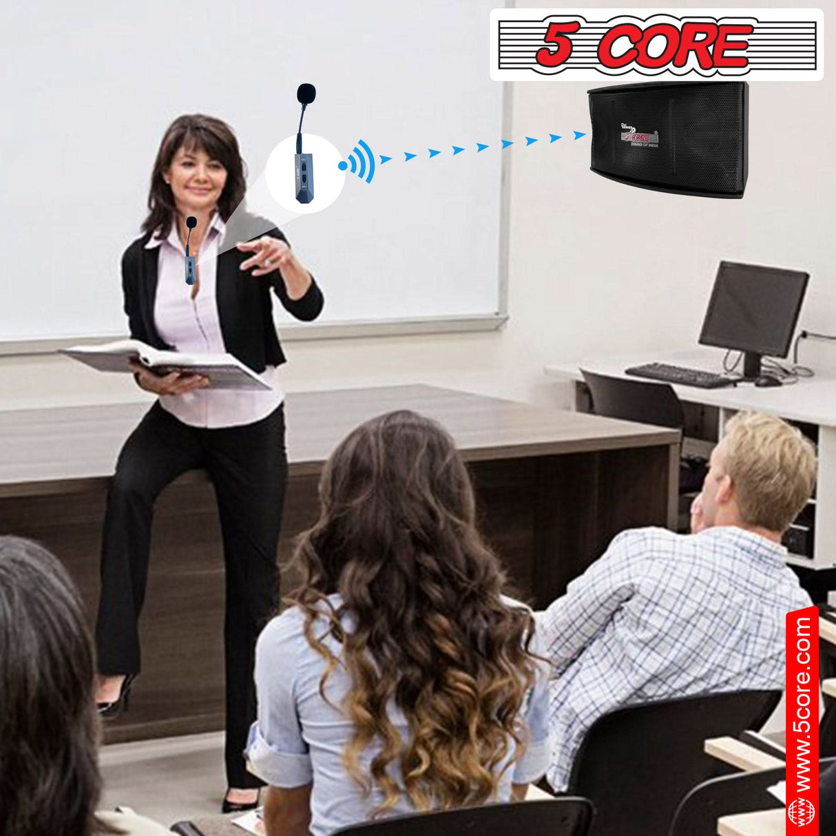 5Core 200W voice amplifier with wireless lavalier mic and portable PA speaker system