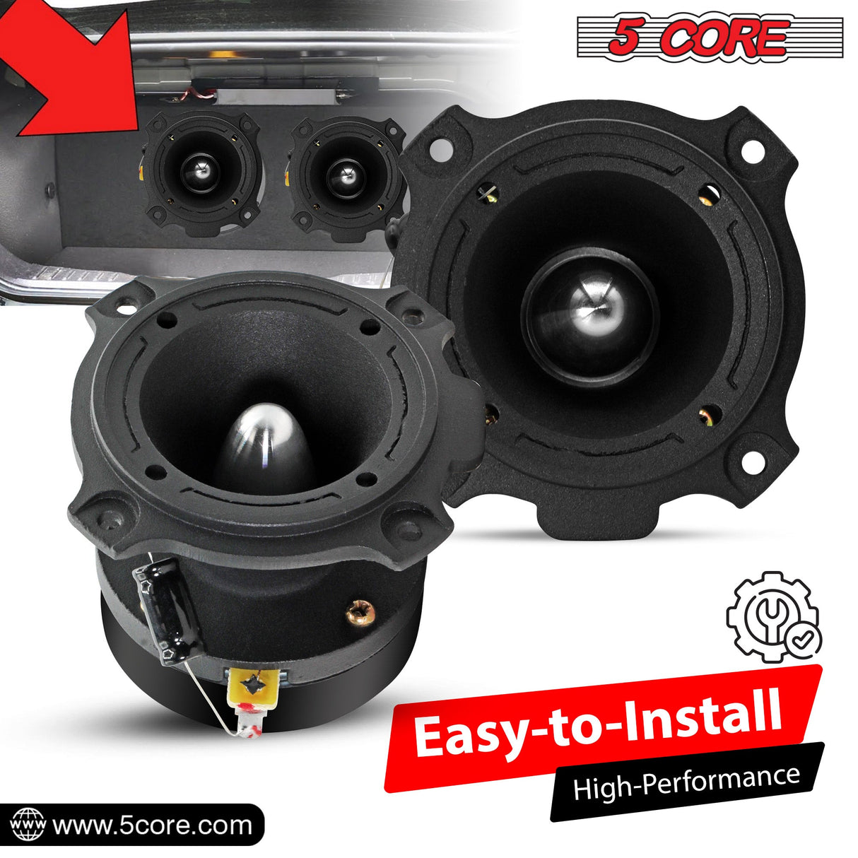 5 Core 6.5 Inch Midrange Door Speaker + Tweeter Combo 580W PMPO Subwoofer 300W PMPO Tweeters