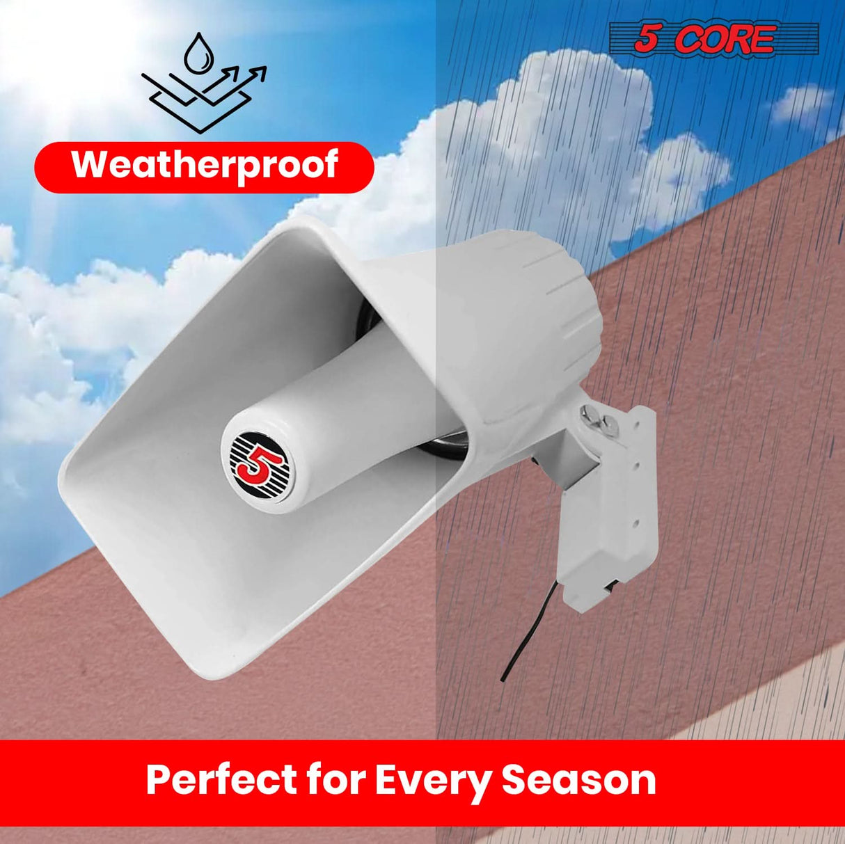 5 Core PA Horn Speaker 4Pcs 8 Inch 65W Loud Audio Outdoor Speakers System 8Ohm Reflex Megaphone