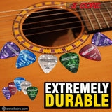 5Core white guitar picks with 0.96mm thickness for optimal tone and clarity