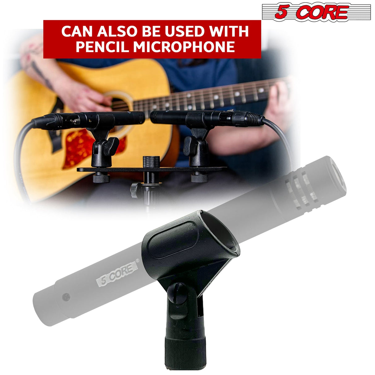 5 Core Microphone Clip Holder 6 Pieces Multi Pack with Screw Adapters 5/8 to 3/8 Inch