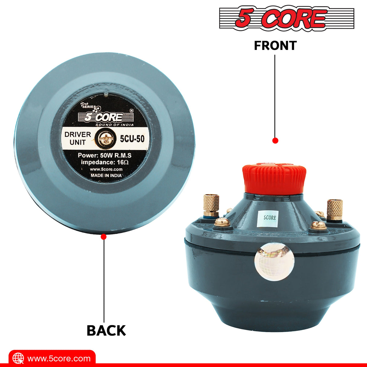 5 Core Compression Driver 500W Peak Aluminium Tweeter Diaphragm 16 Ohm Throat Twist Horn Speaker