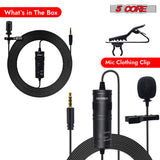 5Core Lavalier Microphone Clip On  Professional Grade 3.5mm Lapel Mic  Omnidirectional Lav Mic