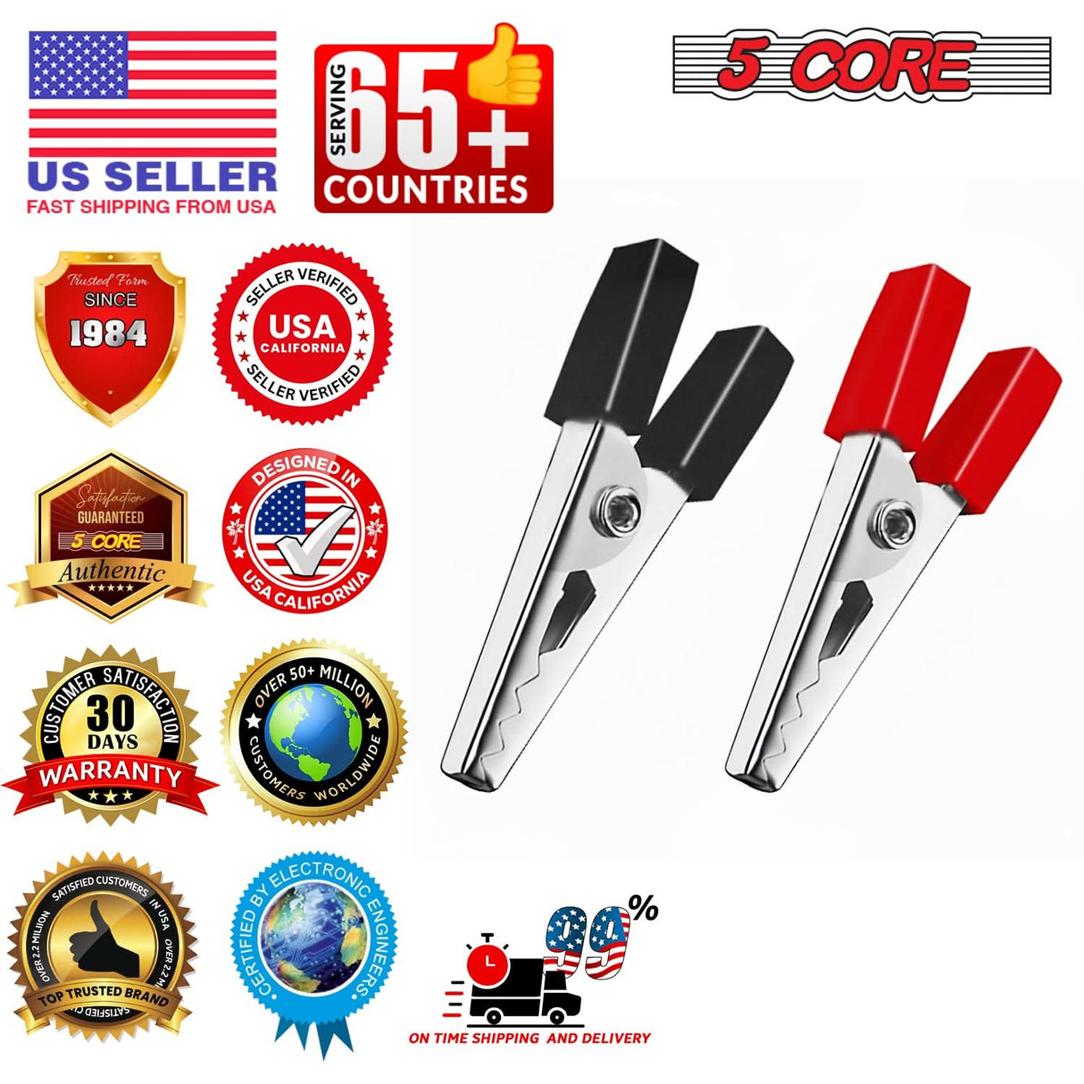 5Core Alligator Clips Electrical Metal Battery Jumper Clamps nsulated Gator Clip