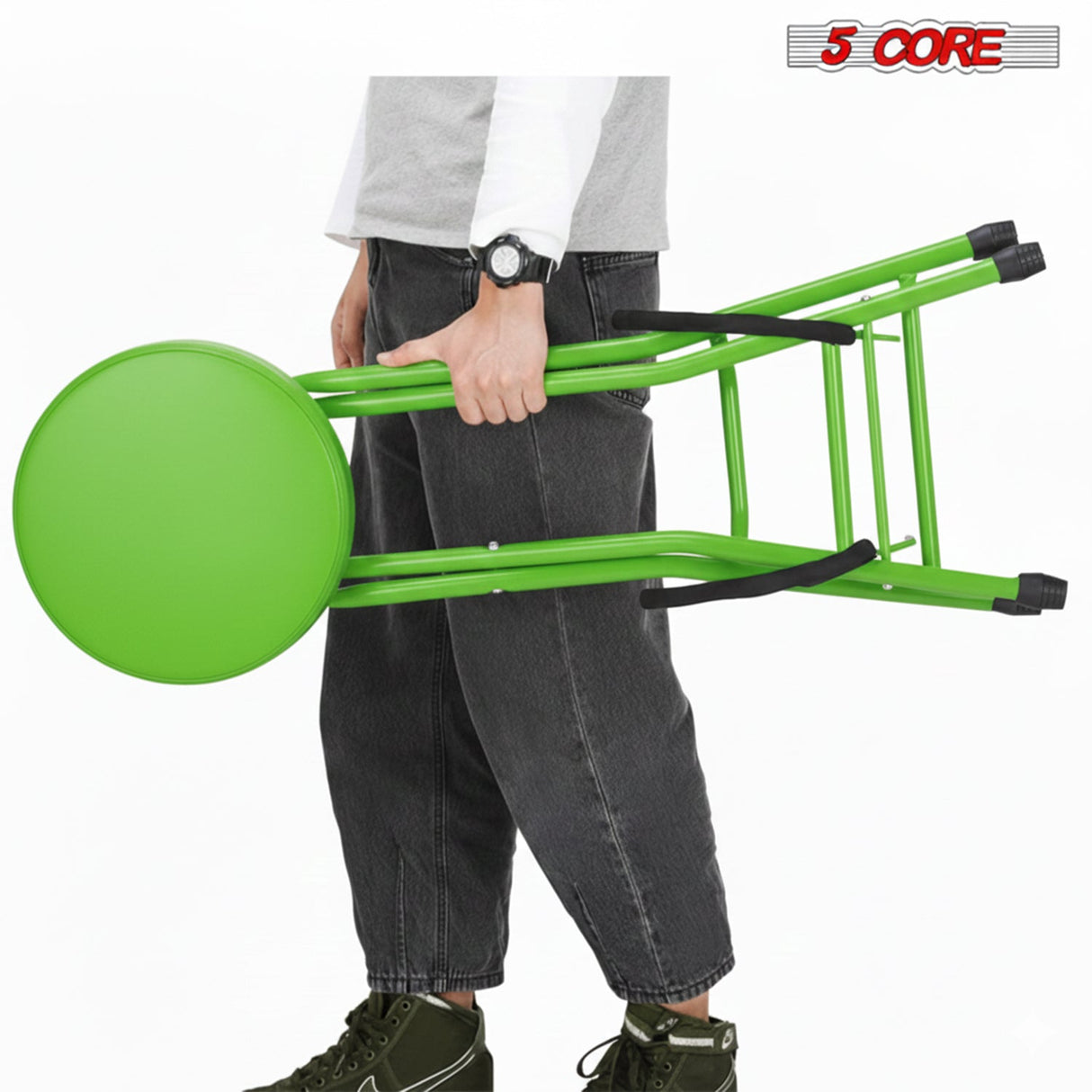 5Core Guitar Stool 3.15" Padded Chair Foldable Heavy Duty Music Seat Built in Foot Rest Guitar Stand