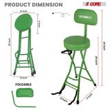 5Core Guitar Stool 3.15" Padded Chair w Backrest Foldable Music Seat Built in Foot Rest Guitar Stand