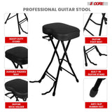 5Core Guitar Stool 3.15" Padded Chair Foldable Heavy Duty Music Seat Built in Foot Rest Guitar Stand