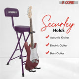 5Core Guitar Stool 3.15" Padded Chair w Backrest Foldable Music Seat Built in Foot Rest Guitar Stand