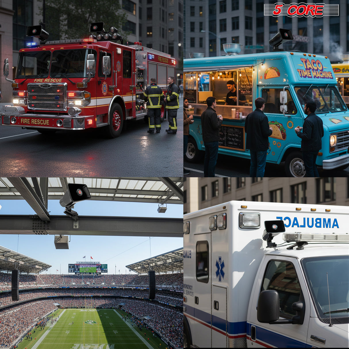 5 Core PA Horn 200W Loud Speaker 8Pc 6" Bull Horn Loud Audio 8Ohm All Weather Indoor Outdoor Use