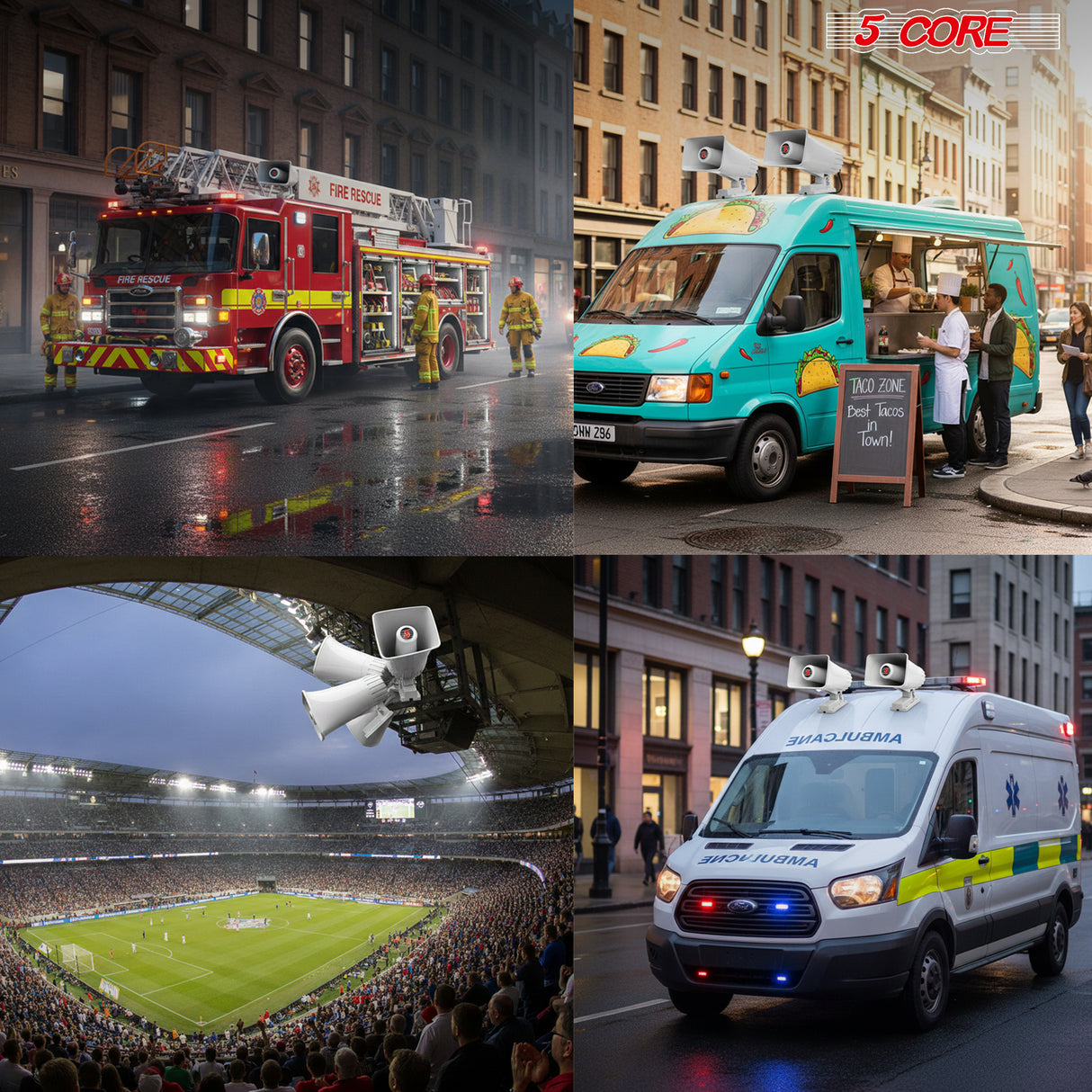 5 Core 8 Inch PA Horn 250W Loud Speaker Bull Horn Loud Audio 8Ohm All Weather Indoor Outdoor Use