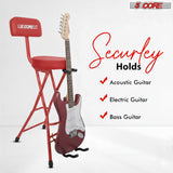 5Core Guitar Stool 3.15" Padded Chair w Backrest Foldable Music Seat Built in Foot Rest Guitar Stand