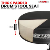 5Core Drum Throne Padded Adjustable Guitar Stool Drummer Seat for Adults & Kids BLACK - DS CH BLK PR HD