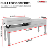 5 Core Duet Piano Bench 3.5 Inch Padded Cushioned Stool Wooden Heavy Duty Musician Chair w Storage