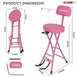 5Core Guitar Stool 3.15" Padded Chair w Backrest Foldable Music Seat Built in Foot Rest Guitar Stand