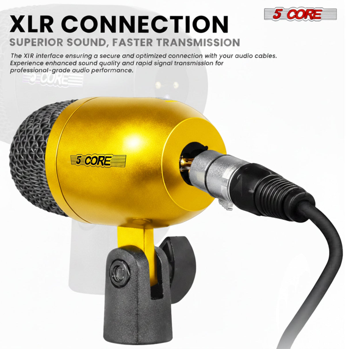 5 Core Conga Mic Snare Tom Set Professional XLR Cardioid Unidirectional Instrument Microphone Kit