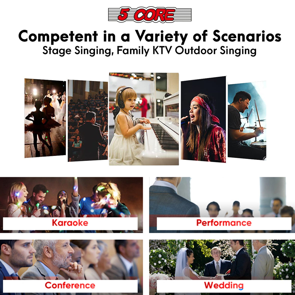 5Core XLR Microphone Dynamic Mic Karaoke Singing Studio Mics Handheld Microfono