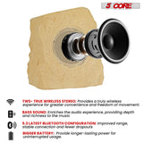 5Core Outdoor Wireless Speakers Bluetooth Rock Waterproof Linkable TWS Garden Speaker BROWN 1 PC