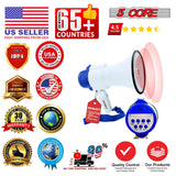 5Core Megaphone Bullhorn Speaker 30W Mini Bull Horn Battery Power Megafono 800 Feet USB BATTERY