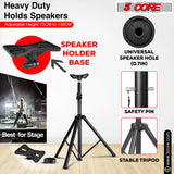5 Core Speaker Stand Tripod Heavy Duty Adjustable 60" Universal Mount for PA DJ Studio
