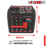 5Core Audio Mixer 4 Channel DJ Soundboard USB Interface Bluetooth Mixing Console w Repeat Delay +48V