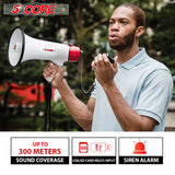 5Core Megaphone Bullhorn Speaker 50W Bull Horn Rechargeable Cheer Megafono 300 Meter