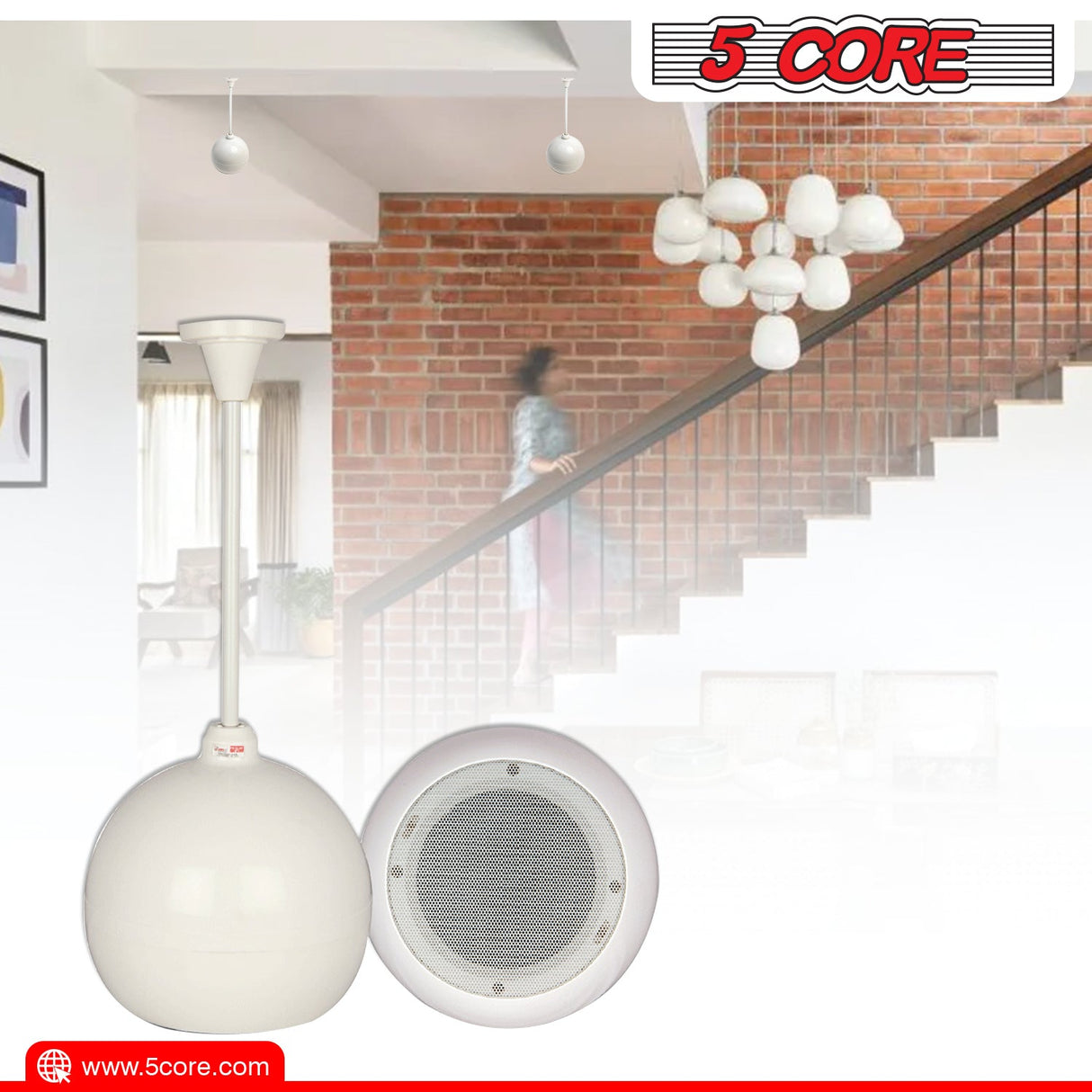 5Core Pendant Hanging Wall Speaker 15W Commercial Ceiling Mount speakers 8 Ohm Office Home Restaurant