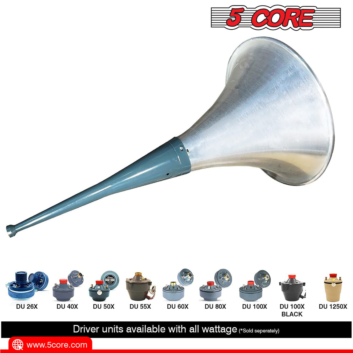 5 Core PA Horn Speaker 400W PMPO Compression Driver in 22 Inch Trumpet Throat Loud Audio System
