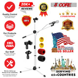 5Core Tripod Mic Stand Adjustable Heavy Duty Floor Holder Microphone Boom Arm WHITE