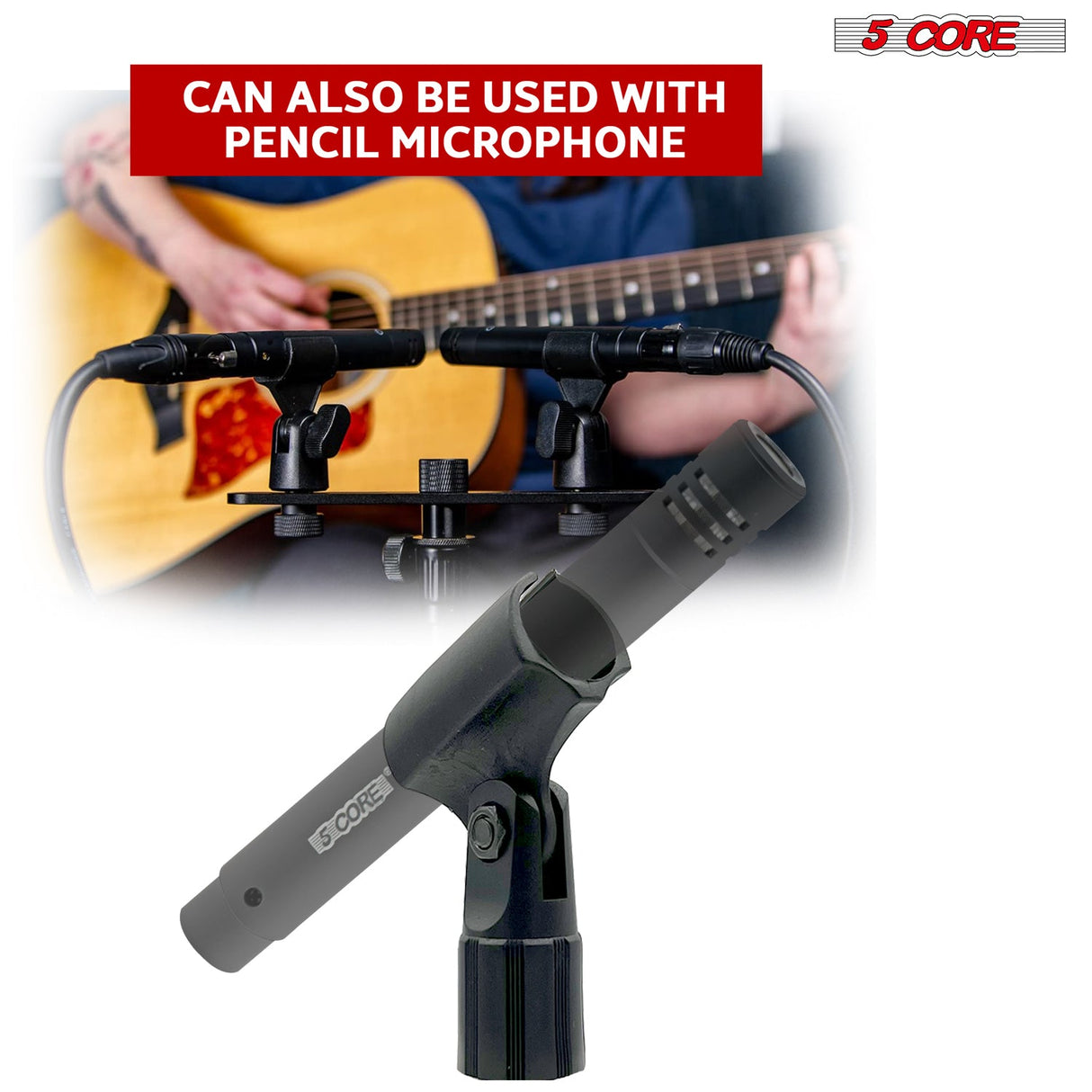 5 Core Microphone Clip Holder 4 Pieces with Screw Adapters 5/8 to 3/8 Inch