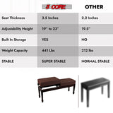 5 Core Duet Piano Bench 3.5 Inch Padded Cushioned Stool Wooden Heavy Duty Musician Chair w Storage
