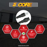 5Core AC Power Cord 6Ft 2 Prong US Male to Female Extension Adapter 18AWG 10A 7A 125V