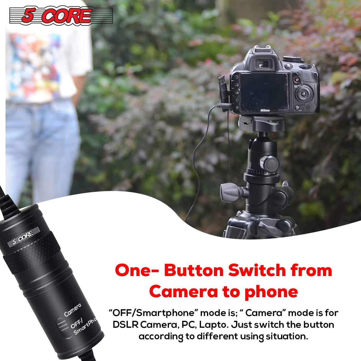 5Core Lavalier Microphone Clip On Professional Grade 3.5mm Lav Lapel Mic Omnidirectional