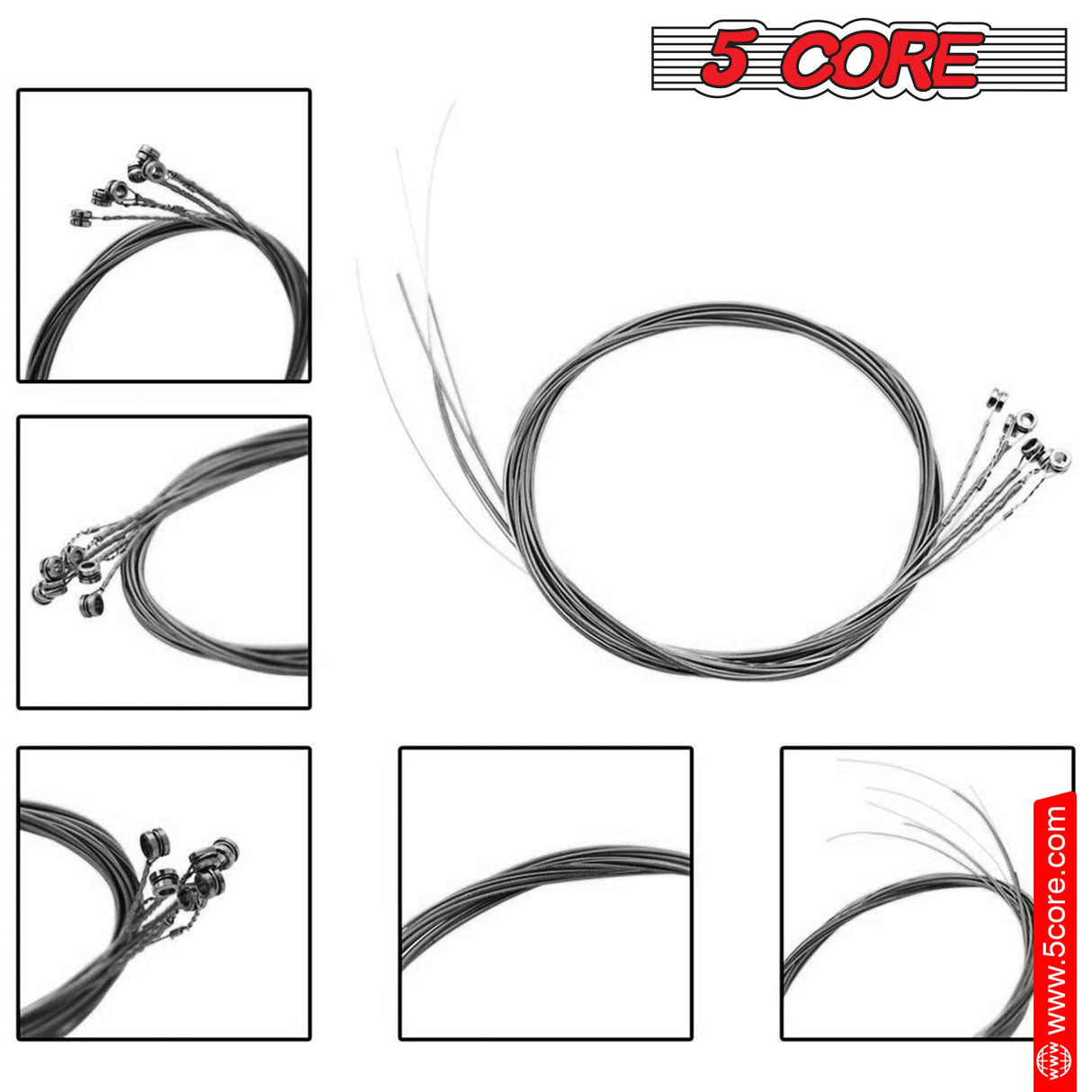 5Core Acoustic Guitar Strings 0.010-0.048 Steel Gauge Heavy Duty w Bright Tone For 6 String Guitars