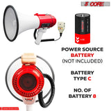 5 Core Megaphone 60W Bull Horn Professional PA Speaker w 1200 Yards Range Loud Siren Voice Amp