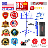 5 Core Music Stand Adjustable Desktop Book Stands Portable Sheet Holder All Metal Foldable Bookstand