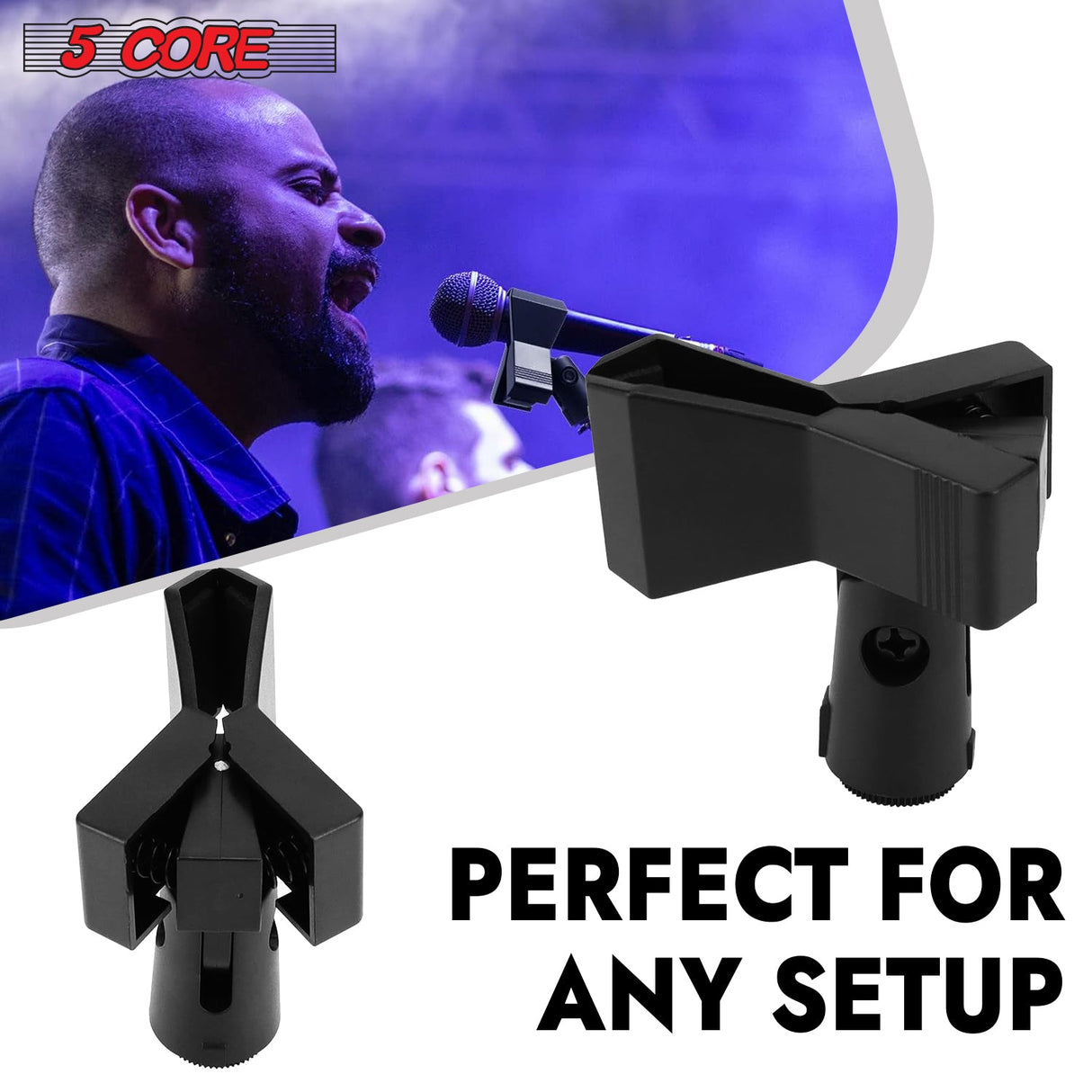 5 Core Microphone Clip Holder 2 Pieces with Screw Adapters 5/8 to 3/8 Inch