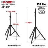 5Core Speaker Stand Tripod Floor Short Adjustable DJ Studio Monitor Stands Pole Mount BLACK