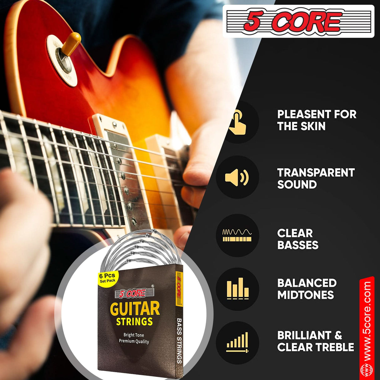 5 Core Bass Guitar Strings Brass Phosphor Bronze Extra Light Gauge Bright Tone 6 String Set