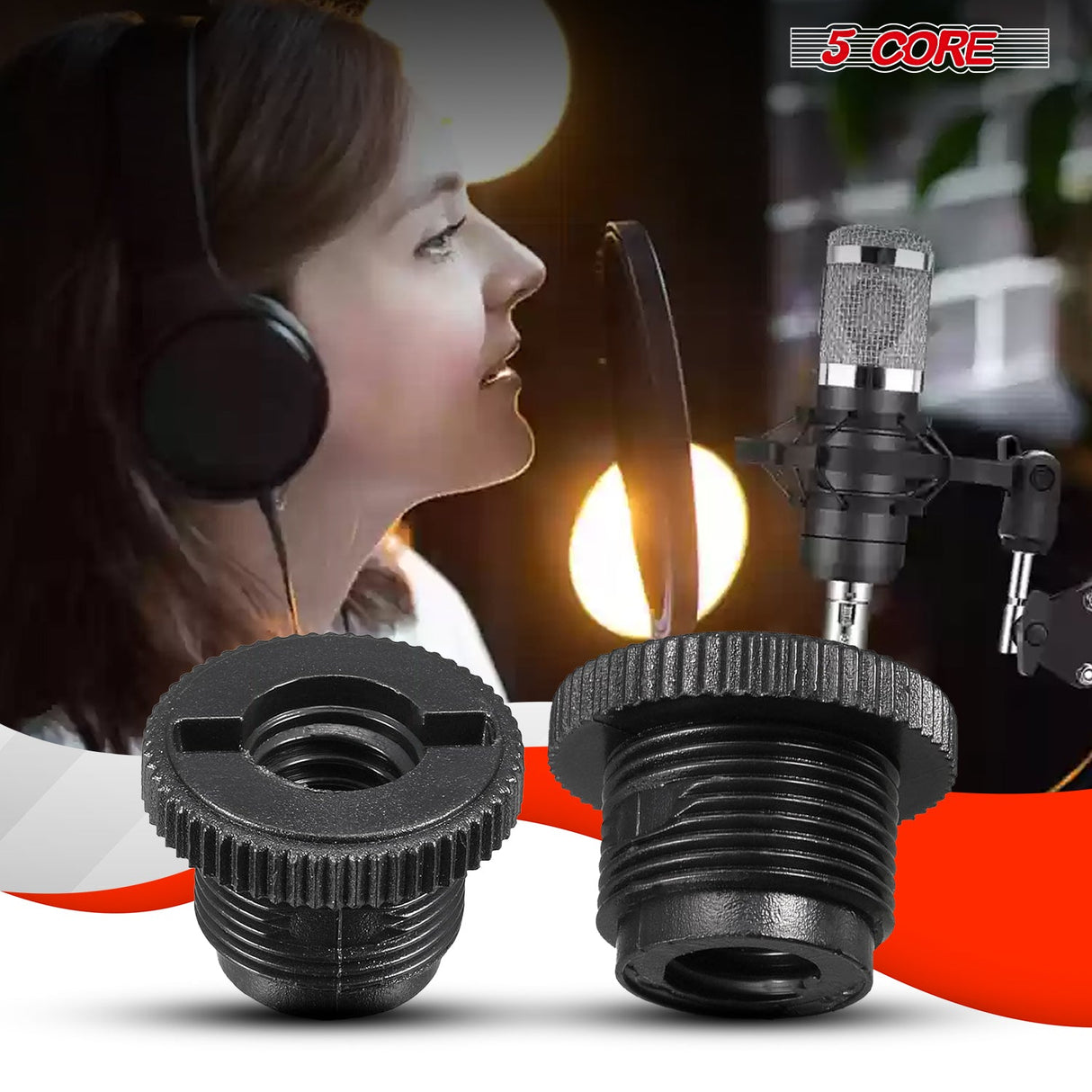 5 Core Mic Stand Adapter 5/8 Male to 3/8 Female Screw Thread Conversion Connector