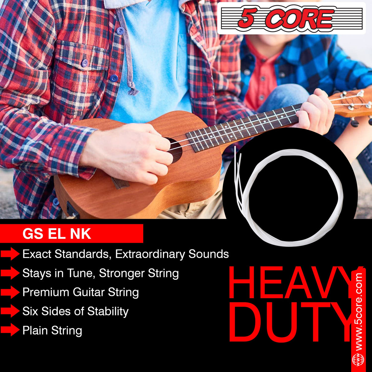 5Core Ukulele Strings Nylon w Deep Bright Tone Consistent Reliable Durability Uku String