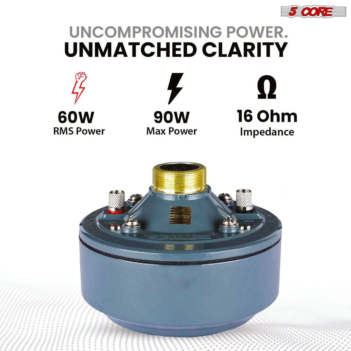 5Core PA Horn Speaker Set 2" Compression Driver 600W 16 Ohm Weatherproof Aluminum Body 18 TPI Thread